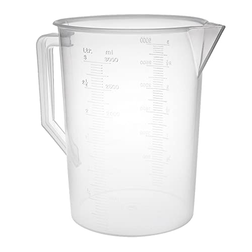YOKIVE 1個 PPプラスチックビーカー ハンドル付き 実験室用液体計量カップ 実験室に最適 キッチンクリアホワイト 3000MLの通販は