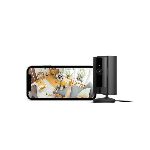 2023年度グッドデザイン賞受賞Ring Indoor Cam (リング インドアカム) 第2世代 ブラック | 軽量小型の屋内用セキュリティカメラ、ペットカメラやご自宅の見守りカメラ、防犯カメラの用途にも プライバシーカバー付き | R