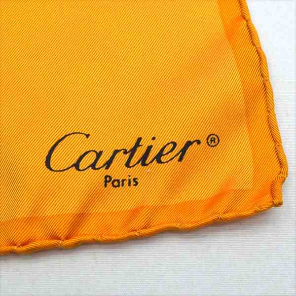 ネットオフ 送料得店  Cartier / カルティエ ◇スカーフ パンサー オレンジ シルク 小物