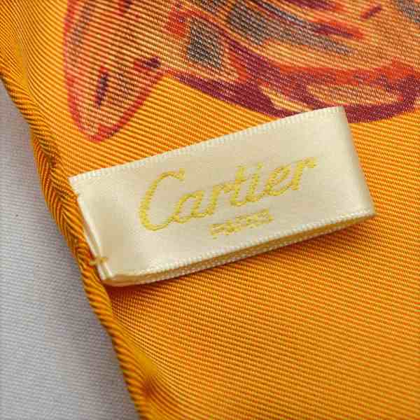 上品な Cartier / カルティエ ◇スカーフ パンサー オレンジ シルク 小物