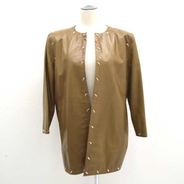 GIVENCHY DAIMARU /　ジバンシー　ダイマル ◆ノーカラージャケット/レザー/ブラウン 【古着】  【代引不可】【同梱不可】の通販は 12,375円