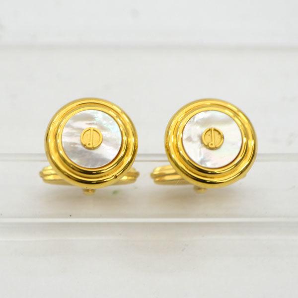DUNHILL / ダンヒル ◆カフス カフリンクス dロゴ　パールデザイン スーツアクセ ゴールド ブランド【中古】