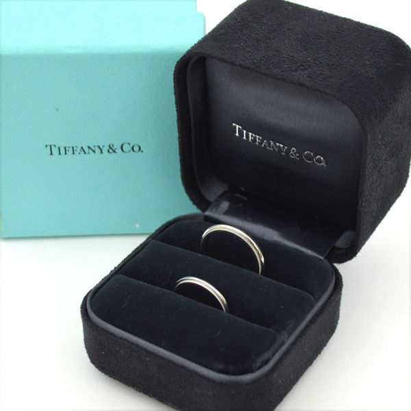 TIFFANY&Co. / ティファニー ◇ミルグレイン Pt950 ペア リング 5.5号