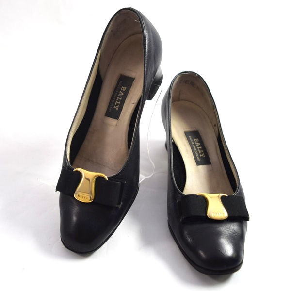 BALLY / バリー ◆パンプス/レザーリボン/ゴールド金具/ブラック/サイズ3 レディース　【靴/クツ/シューズ/SHOES】 【中古】 ｜au  PAY マーケット