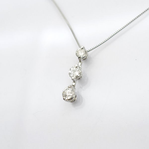 トリロジー ネックレス 3Pダイヤ0.2ct K18PG E0002