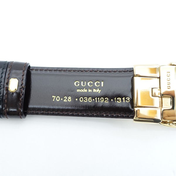 GUCCI / グッチ ◇ベルト ゴールドバックル エナメルレザー ブラウン