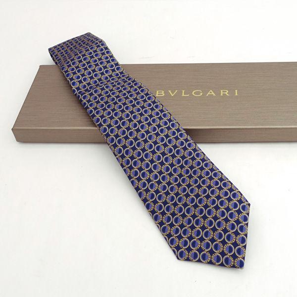 未使用◇BVLGARI ブルガリ ハニカム柄 ネクタイ シルク 黒系 赤 総柄