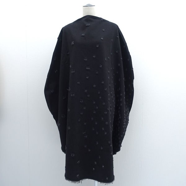 MM6 Maison Margiela / エムエムシックス ◆デザインポンチョ/ダメージ加工/ブラック/フリーサイズ S62CT0002 S30531 【古着】