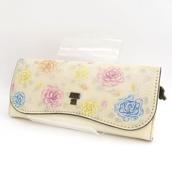 ANNA SUI / アナスイ ◆長財布/かぶせ/ロゴ/バラ/薔薇/ベージュ 【財布/サイフ/ウォレット/wallet/コイン】 【中古】 ｜au  PAY マーケット