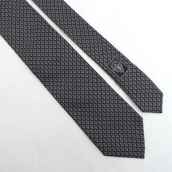GUCCI / グッチ ◇ネクタイ Gロゴ 総柄 ブラック シルバー系 シルク