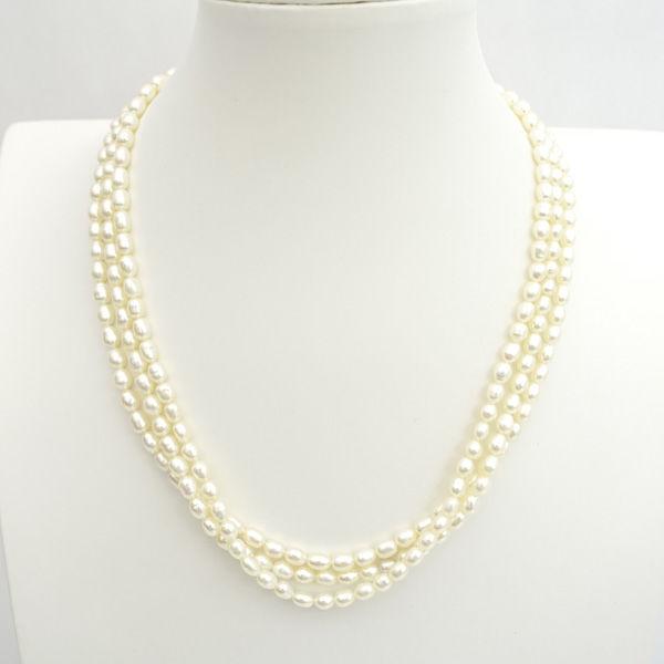 ◆シルバー金具 3連パールネックレス 6月誕生石 ブランド【ネックレス/ペンダント/トップ/アクセサリー】 【中古】 の通販は 7,656円