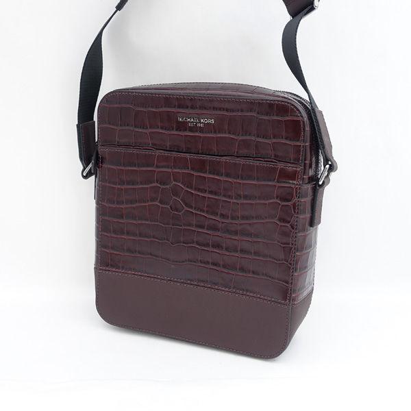MICHAEL KORS / マイケルコース ◆ショルダーバッグ/フライトバッグ/クロコ型押し/ワインレッド 33F8LHRC6E メンズ 【中古】