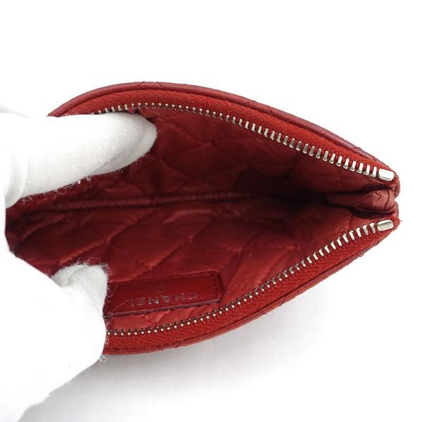 CHANEL / シャネル ◇マトラッセ ジップ コインケース レザー レッド