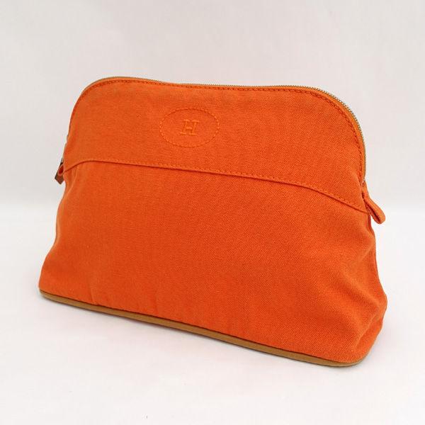 HERMES エルメス　ボリードポーチMM オレンジ系　美品　化粧ポーチ HERMES / エルメス ◇ボリード ポーチMM オレンジ コットン