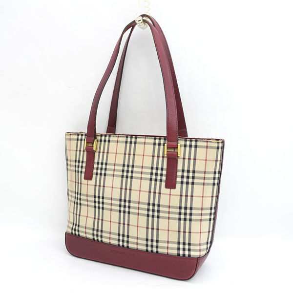 BURBERRY / バーバリー ◆トートバッグ/ノバチェック/ベージュ×ボルドー 【バッグ/バック/BAG/鞄/カバン】 【中古】