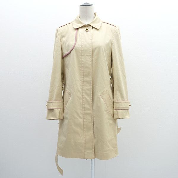 COACH / コーチ ◆ステンカラーコート/トレンチコート/ベルト付き/ベージュ×ピンク/4 レディース 【古着】 【中古】