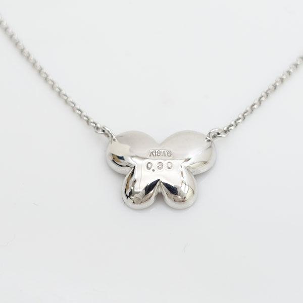 ◇K18WG サファイア0.30ct バタフライ 蝶 ネックレス アジャスター