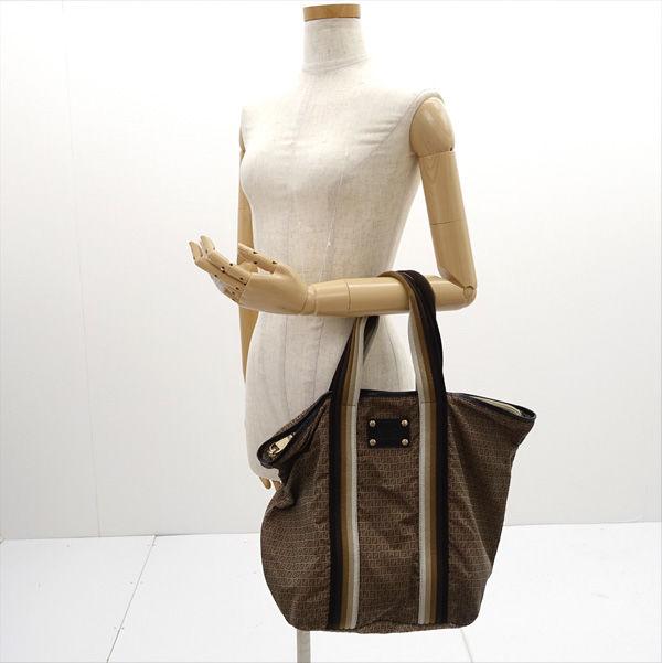 FENDI / フェンディ ◇ズッキーノ トートバッグ ポーチ付き ブラウン