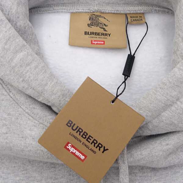 Supreme　BURBERRY ◆Box Logo Hooded Sweatshirt/ボックスロゴ/グレー/サイズL/タグ付き メンズファッション 【中古】 