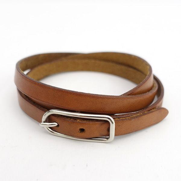 HERMES / エルメス ◆アピ 3連 ブレスレット レザー ブラウン □F ブランド【ブレスレット/バングル/アンクル】 【中古】 の通販は 6,545円