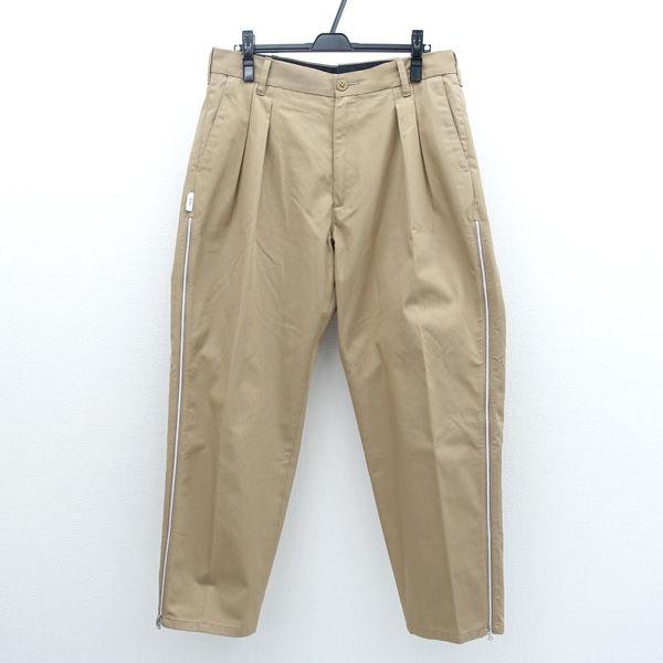 WTAPS × UNDER COVER ◆T/CツイルSIDE ZIP 2TUCK/タックパンツ/ベージュ/L UC1B9501 メンズファッション【メンズ】 【中古】