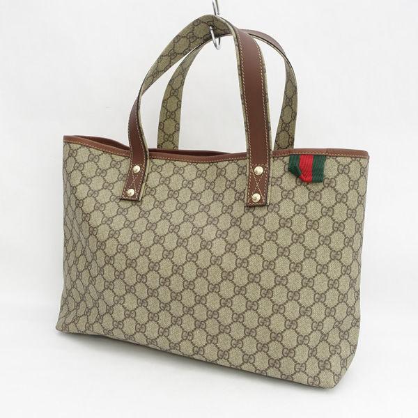 GUCCI / グッチ ◇GGプラス シェリーライン トートバッグ ブラウン
