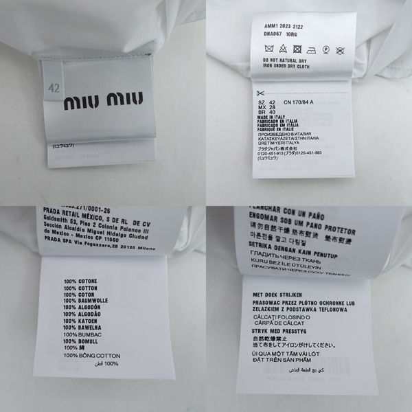 miu miu / ミュウミュウ 23SS 長袖シャツ ロゴ 胸ポケット