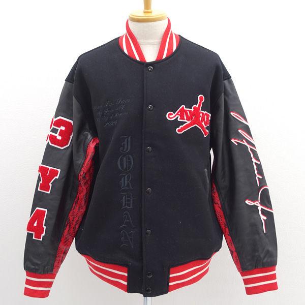 JORDAN × Awake NY / ジョーダンアウェイクニューヨーク ◆スタジャン/バーシティ/袖レザー/ブラック/L FQ5439-657 【中古】 の通販は