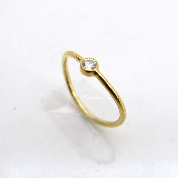 TIFFANY&Co. / ティファニー ◇K18 ウェーブシングルロウ リング 1粒