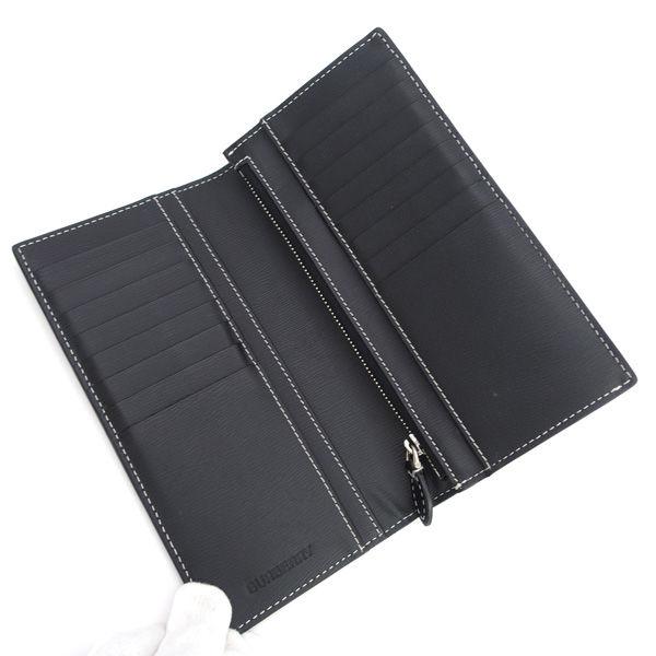 BURBERRY / バーバリー ◇二つ折り長財布/ロゴ/レザー/ブラック