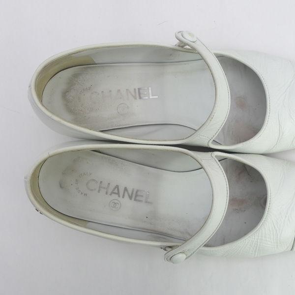 CHANEL / シャネル ◇ストラップ パンプス ホワイト レザー G34328