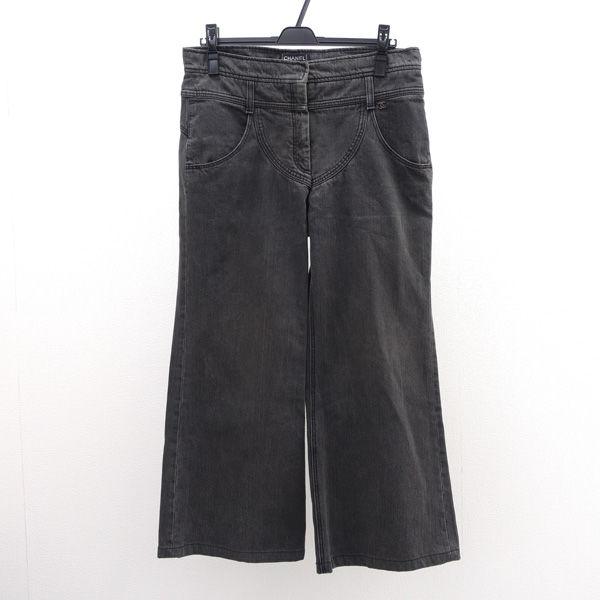 CHANEL ブラックツイードワイドパンツ CHANELワイドパンツ CHANEL ブラックツイードワイドパンツ パンツ