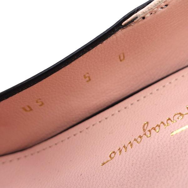 Salvatore Ferragamo / サルヴァトーレフェラガモ ◆ヴァラ リボン ローファー ピンク ブラック 22.5cm 【靴/シューズ】【中古】