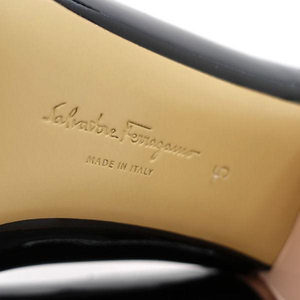 Salvatore Ferragamo / サルヴァトーレフェラガモ ◆ヴァラ リボン ローファー ピンク ブラック 22.5cm 【靴/シューズ】【中古】