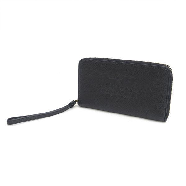 COACH / コーチ ◆ホース アンド キャリッジ ペブルド  馬車ロゴ 長財布 ブラック F75908 ブランド【財布wallet】【中古】
