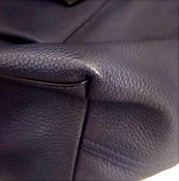 COACH / コーチ ◇トートバッグ ネイビー レザー ファスナーポッケ付き