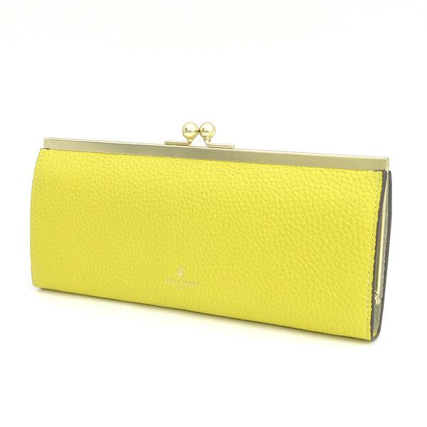 PELLE BORSA / ペレボルサ ◆がま口長財布/レザー/イエロー/箱付き レディースファッション【財布/サイフ】 【中古】