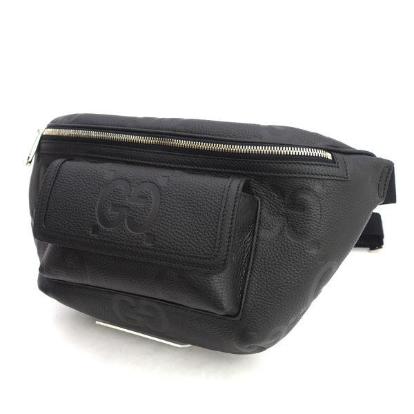 GUCCI / グッチ ◆ジャンボGG ボディバッグ ウエストバッグ ブラック エンボス 645093【バッグ/バック/BAG/鞄/カバン】 【中古】
