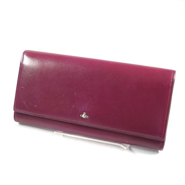 Vivienne Westwood / ヴィヴィアンウエストウッド ■SIMPLE TINY ORB 二つ折り長財布 レザー 紫 ブランド【財布】 【中古】