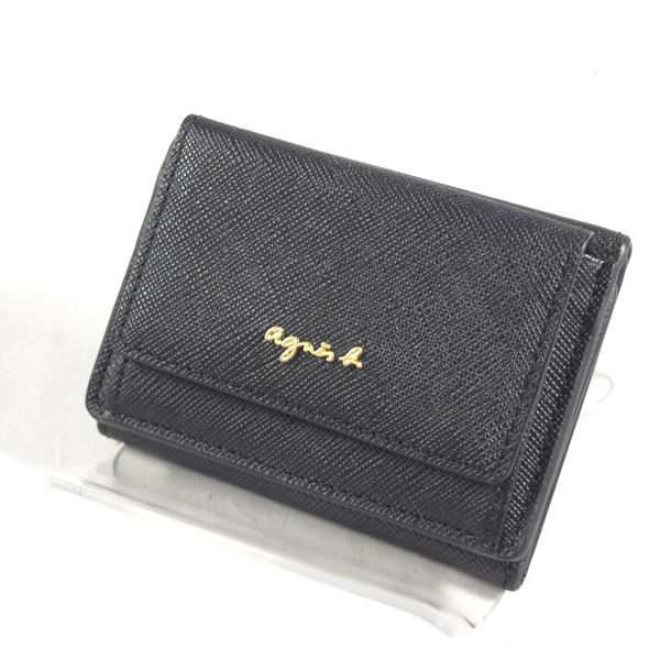 agnes b / アニエスベー ■VOYAGE コンパクトウォレット レザー 黒 【財布/サイフ/ウォレット/wallet/コイン】 【中古】  ｜au PAY マーケット