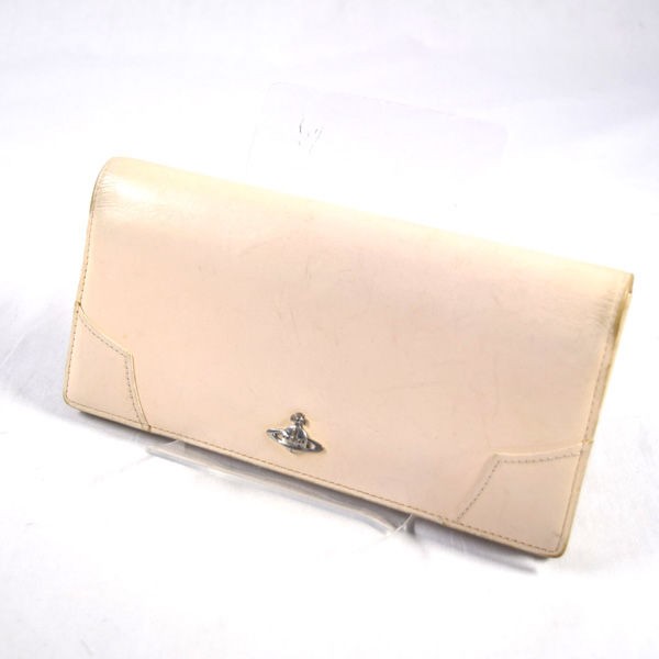 Vivienne Westwood / ヴィヴィアンウエストウッド ■オーブ 長財布 レザー アイボリー【財布/サイフ/ウォレット】【中古】 |au PAY マーケット