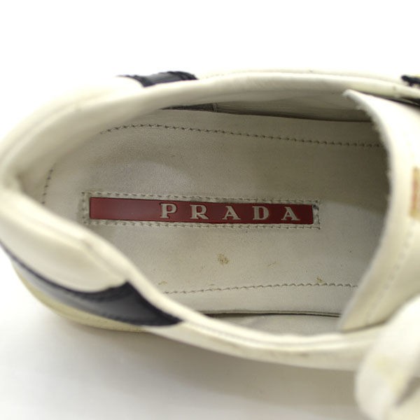 PRADA / プラダ □プラダ レザースニーカー 8.5 白/黒/赤 ブランド