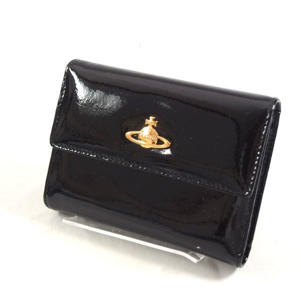 Vivienne Westwood 三つ折り財布　エナメルブラック財布