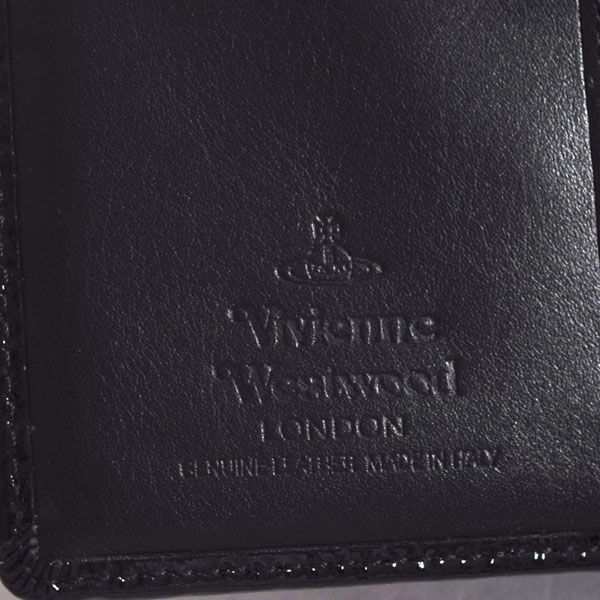 Vivienne Westwood / ヴィヴィアンウエストウッド ■ ORB 三つ折り財布 エナメルレザー 黒 財布 / サイフ / ウォレット / wallet / コイン ブランド  [0990009543]