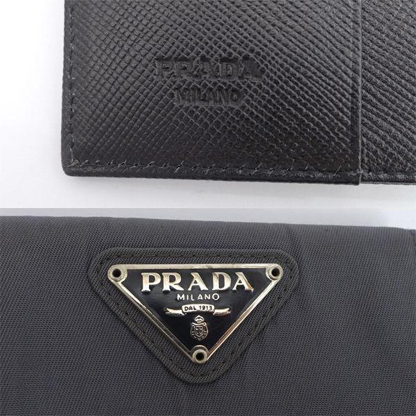 PRADA / プラダ □メモ メモカバー 札入れ 財布 グレー 黒 ブランド