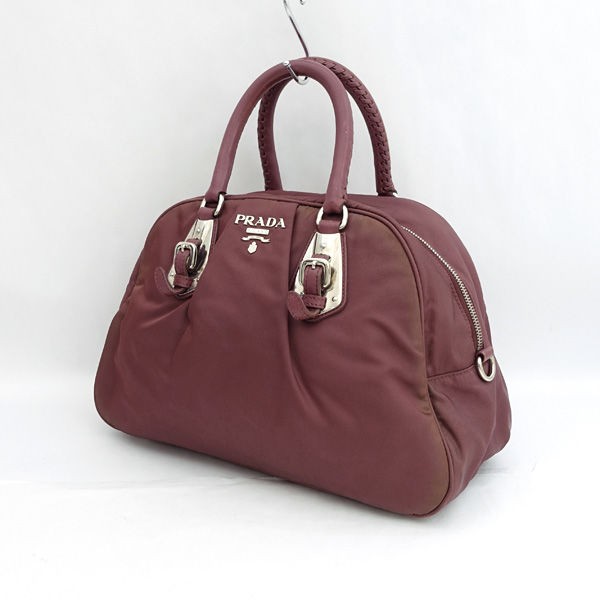 PRADA / プラダ ■ハンドバッグ ナイロン レザー スモーキーパープル ブランド【バッグ/バック/BAG/鞄/カバン】 【中古】