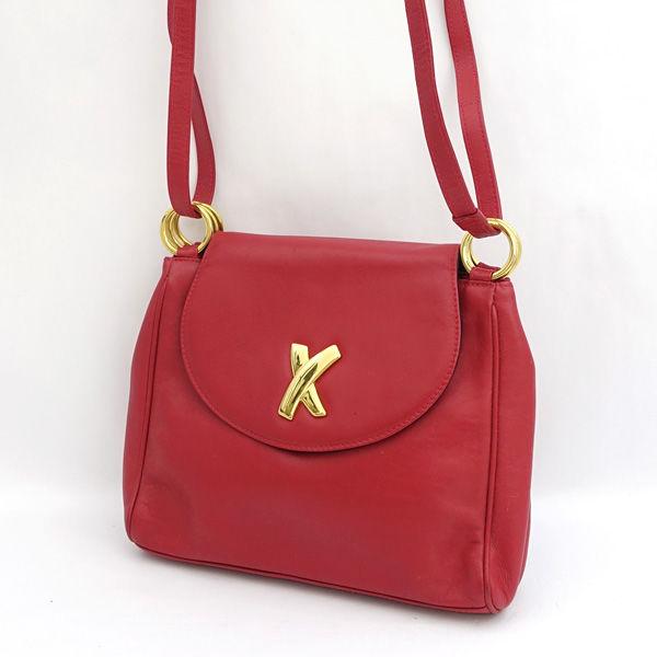 Paloma Picasso / パロマ ピカソ ■ショルダーバッグ レザー レッド ゴールド  ブランド【バッグ/バック/鞄/カバン】 【中古】