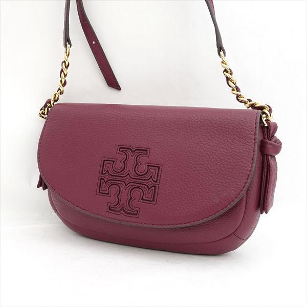 TORY BURCH / トリーバーチ ■ショルダーバッグ レザー もみ皮 レッド ゴールド 【バッグ/バック/BAG/鞄/カバン】 【中古】