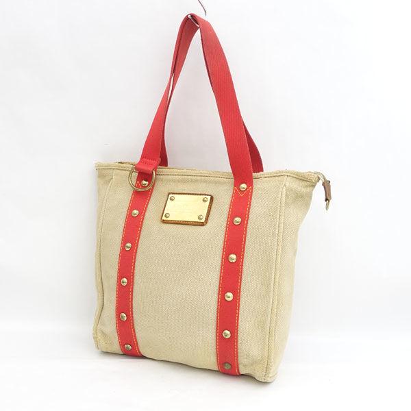 Louis Vuitton トートバッグ ベージュ キャンバス LOUIS VUITTON ルイヴィトン N41466 ポルト ドキュマン