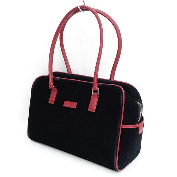 agnes b / アニエスベー ■バッグ ミニボストンバッグ コーデュロイ レザー 黒 赤 ブランド【バッグ/BAG/鞄/カバン】 【中古】 の通販は